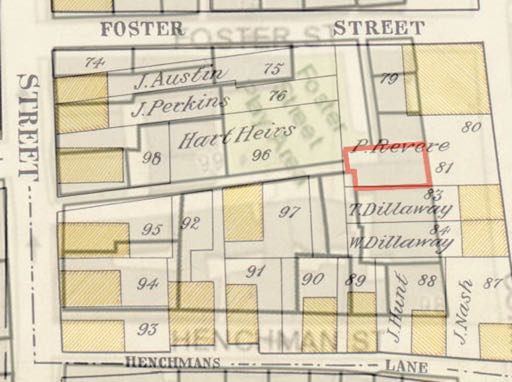 Map of the Boston Elevated Railway. Our property sits between the North Station and Battery Street stops.